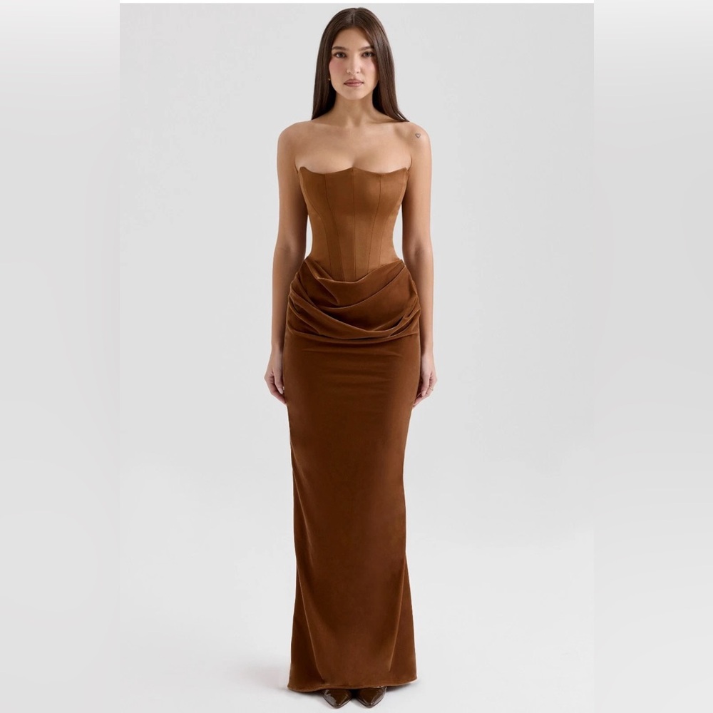 House of CB Strapless Tan Dress